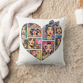 Pop Heart Collage of Iconic Women Kissen