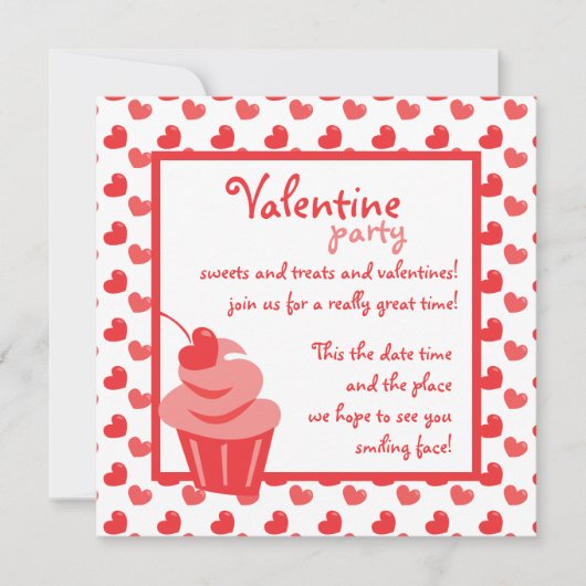 Pop Heart Cupcake Einladung (Vorderseite)