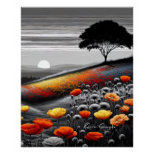 Pop Hillside at Sunset - Artistische Landschaft Poster (Vorderseite)