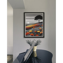 Pop Hillside at Sunset - Artistische Landschaft Poster