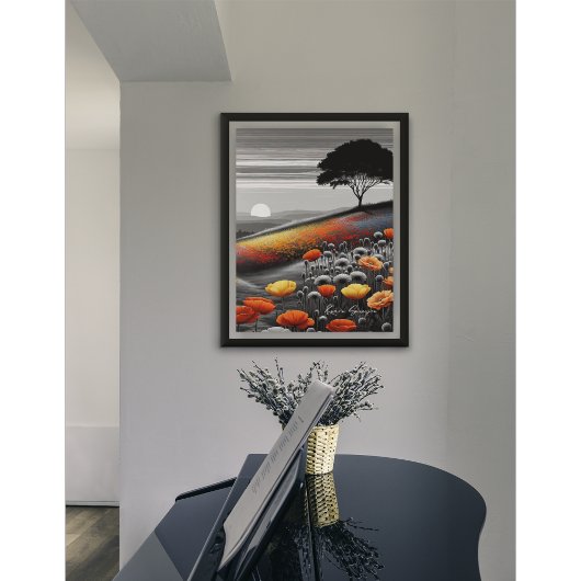 Pop Hillside at Sunset - Artistische Landschaft Poster