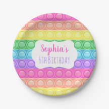Pop It Birthday Party Paper Plate, Girl Birthday