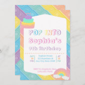 Pop It Birthday Party Pastell Pop Bubble Fidget Einladung (Vorne/Hinten)
