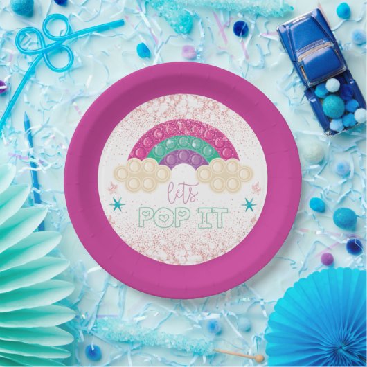 Pop It Birthday Rainbow Pappteller (Party)