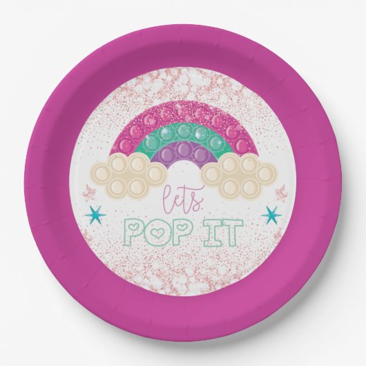 Pop It Birthday Rainbow Pappteller (Vorderseite)
