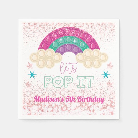 Pop It Birthday Rainbow Personalisiert Serviette (Vorderseite)