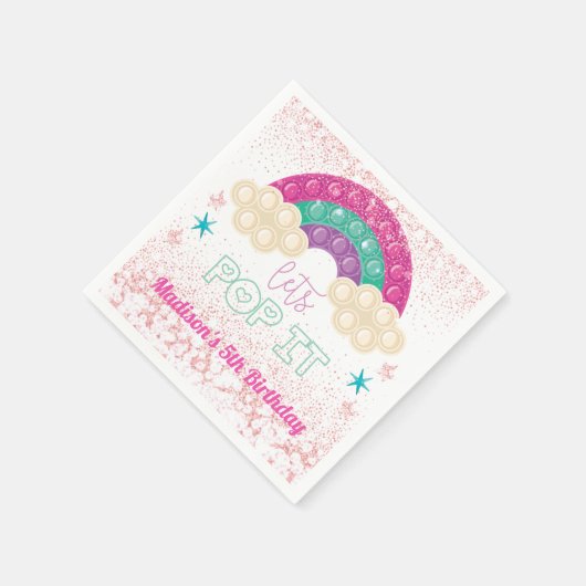 Pop It Birthday Rainbow Personalisiert Serviette (Ecke)