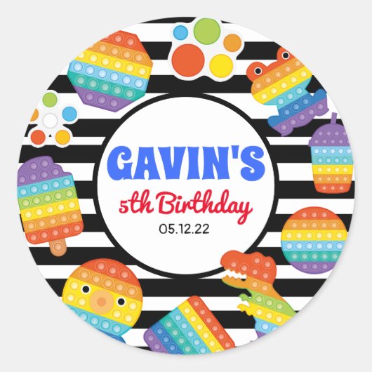 Pop It Birthday Sticker, Fidget Birthday Sticker (Vorderseite)