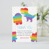 Pop It Boy Birthday Dinosaur Robot Dankeskarte (Stehend Vorderseite)