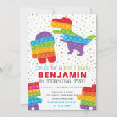 Pop It Boy Birthday Dinosaur Robot Geburtstag Einladung (Vorderseite)