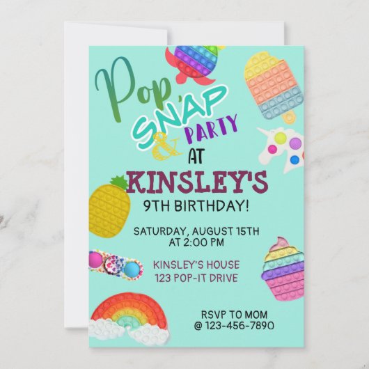 Pop It Bubble Fidget Toy Geburtstag (Vorderseite)