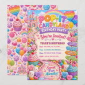 Pop-It Candyland Geburtstagsfeier Einladung (Vorne/Hinten)