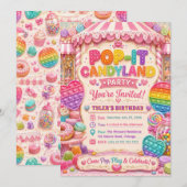 Pop-It Candyland Geburtstagsfeier Einladung (Vorne/Hinten)
