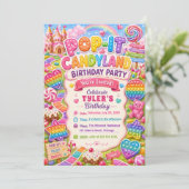 Pop-It Candyland Geburtstagsfeier Einladung (Stehend Vorderseite)
