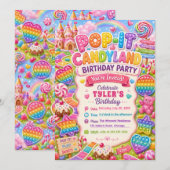 Pop-It Candyland Geburtstagsfeier Einladung (Vorne/Hinten)