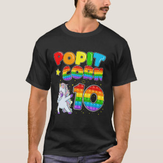 Pop It Corn Happy 10th Unicorn Geburtstag zehn Nie T-Shirt