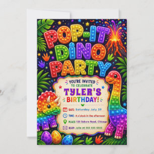 Pop It Dinosaur Geburtstagsfeier Einladung