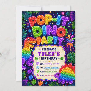 Pop It Dinosaur Geburtstagsfeier Einladung
