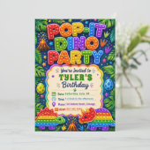 Pop It Dinosaur Geburtstagsfeier Einladung (Stehend Vorderseite)
