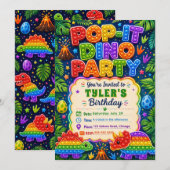 Pop It Dinosaur Geburtstagsfeier Einladung (Vorne/Hinten)