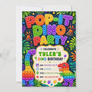 Pop It Dinosaur Geburtstagsfeier Einladung