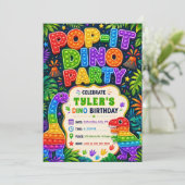 Pop It Dinosaur Geburtstagsfeier Einladung (Stehend Vorderseite)
