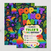 Pop It Dinosaur Geburtstagsfeier Einladung (Vorne/Hinten)