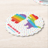 Pop It Dinosaur Robot Boy Birthday Untersetzer (angewinkelt)