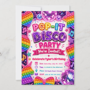 Pop It Disco Geburtstagsfeier Einladung