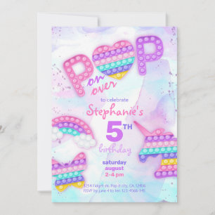 Pop it Fidget-Spielzeug Einhorn Regenbogen Geburts Einladung
