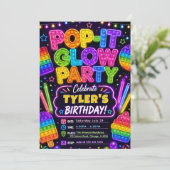 Pop It Glow Geburtstagsfeier Einladung (Stehend Vorderseite)