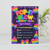 Pop It Glow Geburtstagsfeier Einladung (Stehend Vorderseite)