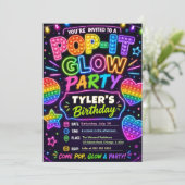 Pop It Glow Geburtstagsfeier Einladung (Stehend Vorderseite)