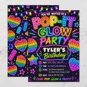 Pop It Glow Geburtstagsfeier Einladung (Vorne/Hinten)