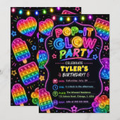 Pop It Glow Geburtstagsfeier Einladung (Vorne/Hinten)