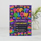 Pop It Glow Geburtstagsfeier Einladung (Stehend Vorderseite)
