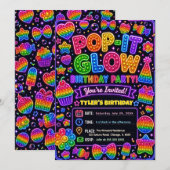Pop It Glow Geburtstagsfeier Einladung (Vorne/Hinten)