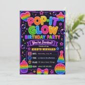 Pop It Glow Party Geburtstagsfeier Einladung (Stehend Vorderseite)