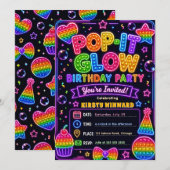 Pop It Glow Party Geburtstagsfeier Einladung (Vorne/Hinten)