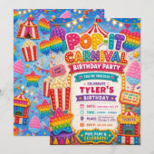 Pop-It-Karneval-Geburtstagsfeier Einladung (Vorne/Hinten)