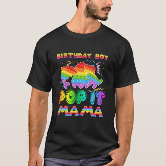 Pop It Mama Of The Birthday Boy Pop It Shark Dinos T-Shirt (Vorderseite)
