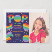 Pop it Party Fidget Birthday Navy Foto Einladung (Vorderseite)