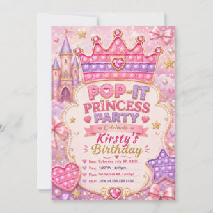 Pop-It Prinzessin Geburtstagsfeier Einladung