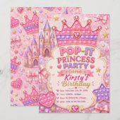 Pop-It Prinzessin Geburtstagsfeier Einladung (Vorne/Hinten)