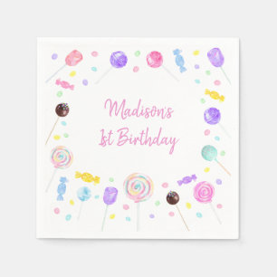 Pop It Rainbow Pink Gold Geburtstag Serviette