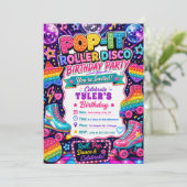 Pop It Roller Disco Geburtstagsfeier Einladung (Stehend Vorderseite)