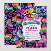Pop It Roller Disco Geburtstagsfeier Einladung (Vorne/Hinten)