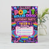 Pop It Roller Disco Geburtstagsfeier Einladung (Stehend Vorderseite)