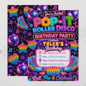 Pop It Roller Disco Geburtstagsfeier Einladung (Vorne/Hinten)