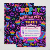 Pop It Roller Disco Geburtstagsfeier Einladung (Vorne/Hinten)